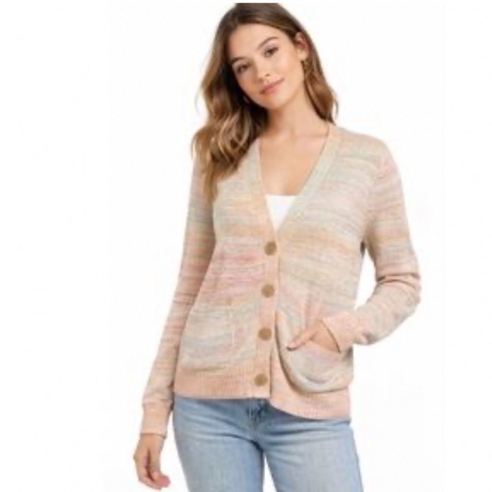 J. Crew Pastel Space Dye Knit Cardigan V-Neck Button Front Pocket Cardigan XS